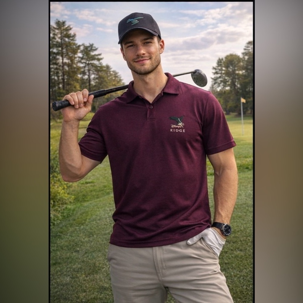 Disney Osprey Ridge Men’s Maroon‎ Athletic Performance Shirt Medium Golf Resort